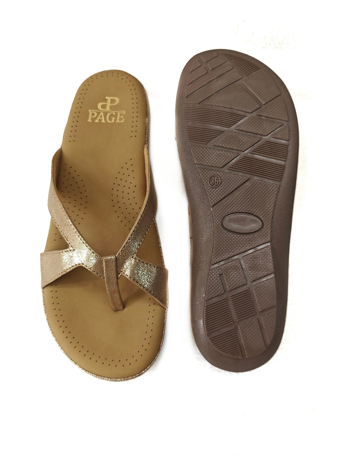 Page Cross Strap Toe Block Rose Gold (1284-2).