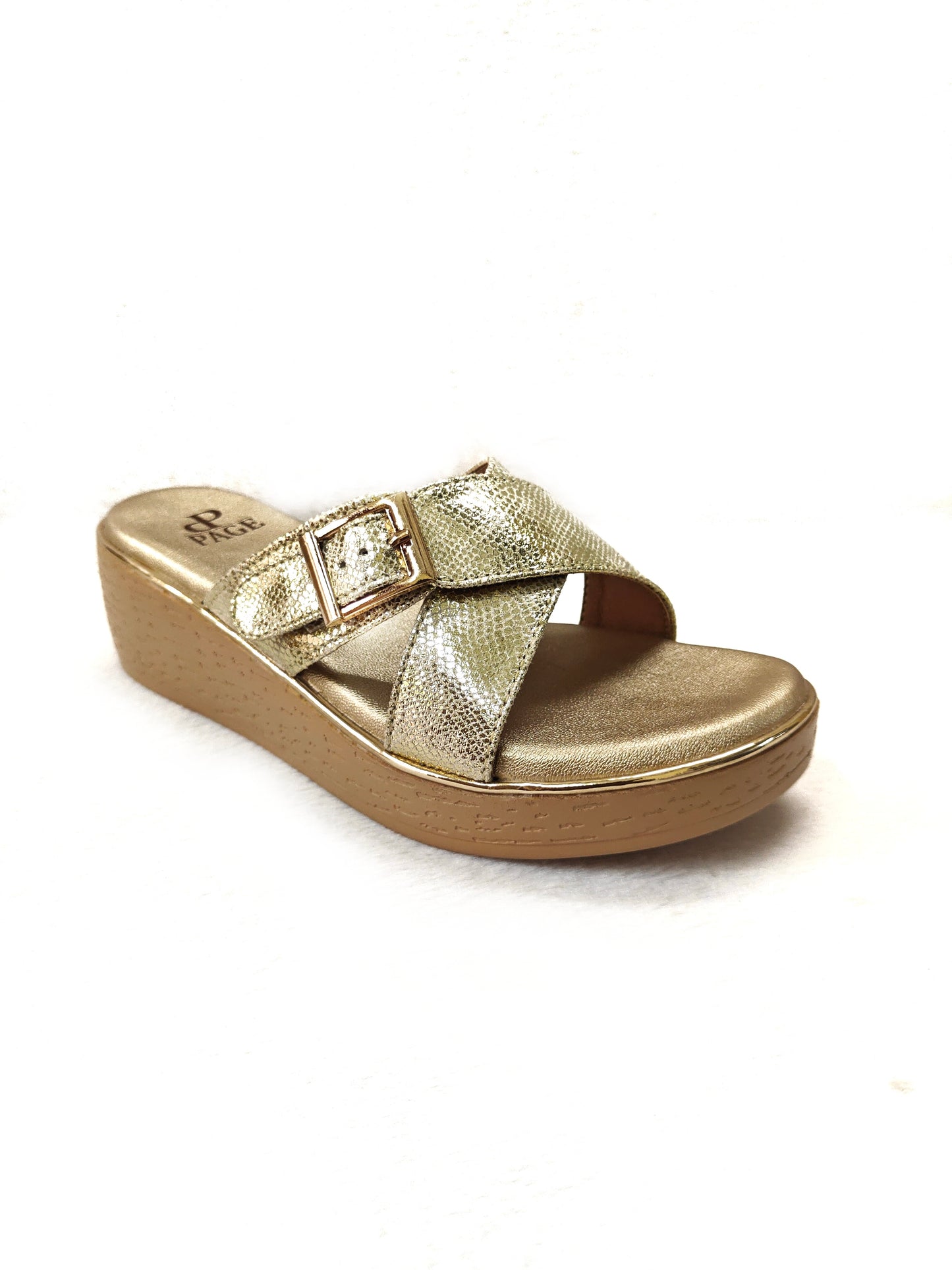 PAGE Gold Textured Wedge Heel (1275-6).