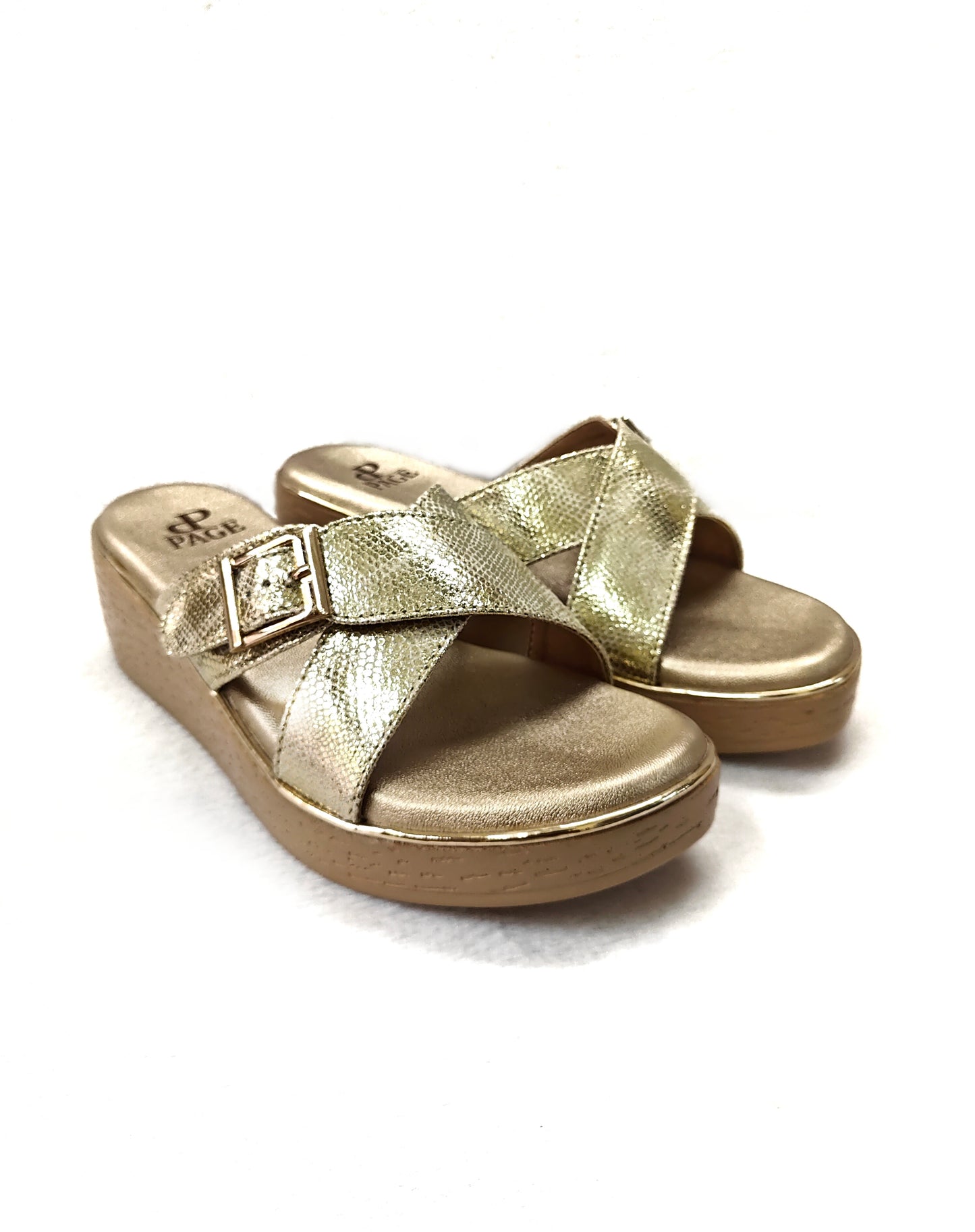 PAGE Gold Textured Wedge Heel (1275-6).