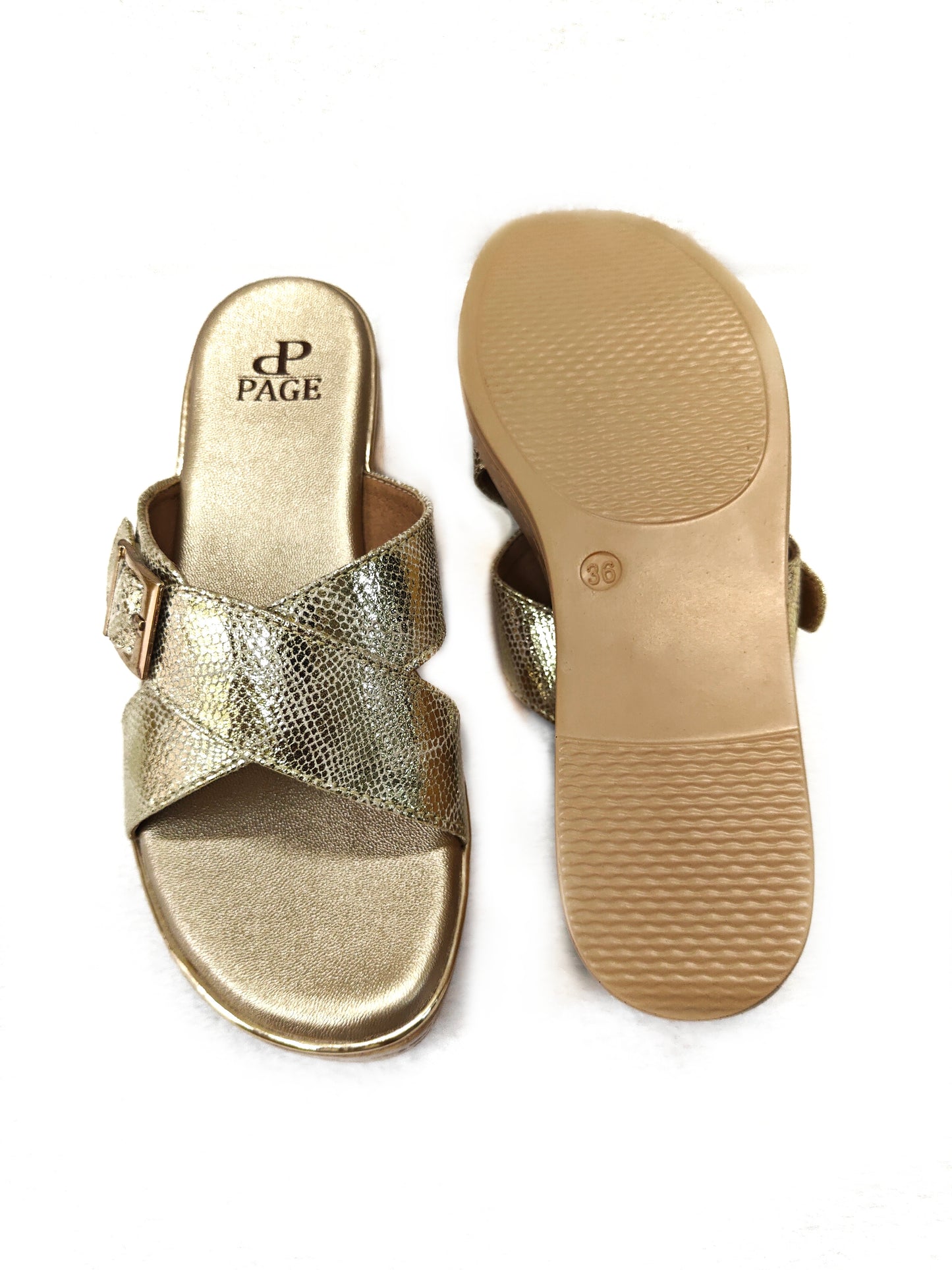 PAGE Gold Textured Wedge Heel (1275-6).