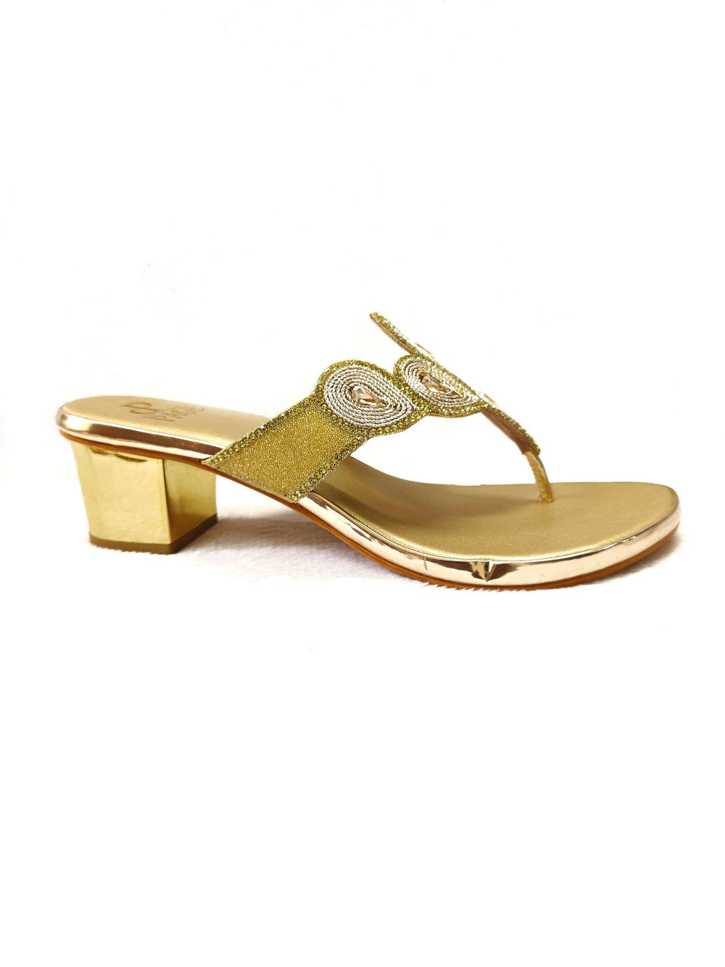 PAGE Glitz Petal Block Heel Gold (1209).