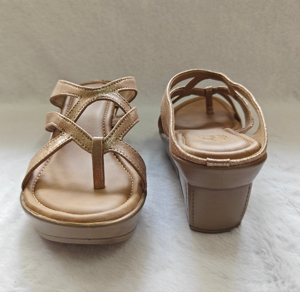 PAGE Women's Comfort Wedge Sandals Rose Gold (1306-2).