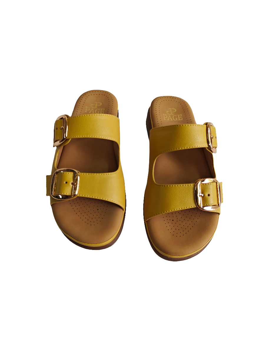 Page Duet-Buckle Comfort Slides Yellow (1416-2).
