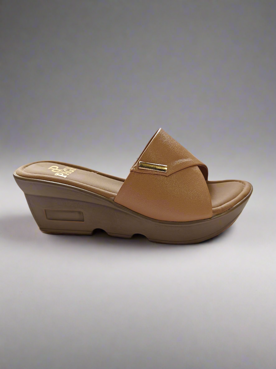 PAGE Bella Comfort Wedge Slides Chickoo (1304-2).