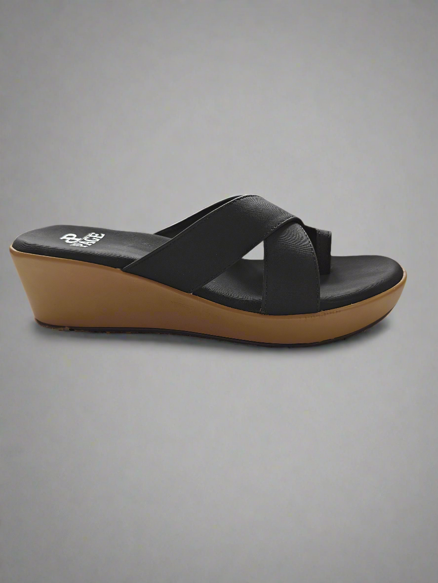 PAGE Elegant Comfort Wedge Sandals Black (1316-2).
