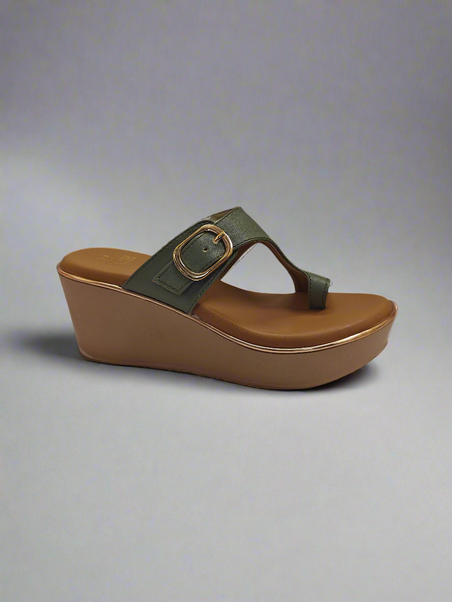 Page Comfort Toe Ring Platform Sandals Green (388).