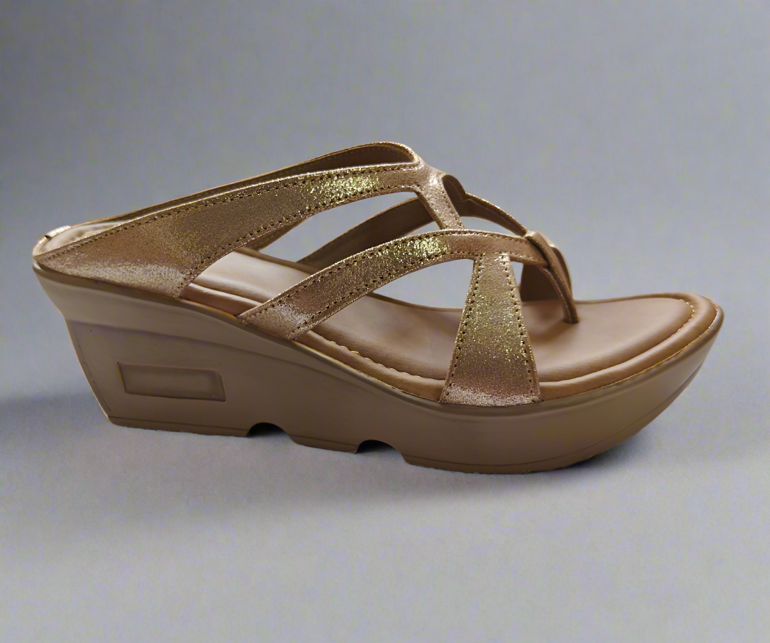 PAGE Women's Comfort Wedge Sandals Rose Gold (1306-2).