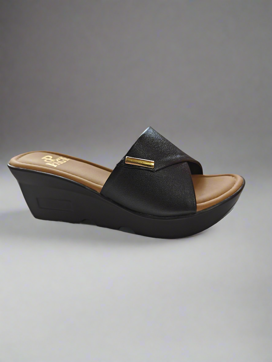 PAGE Bella Comfort Wedge Slides Black (1304-2).