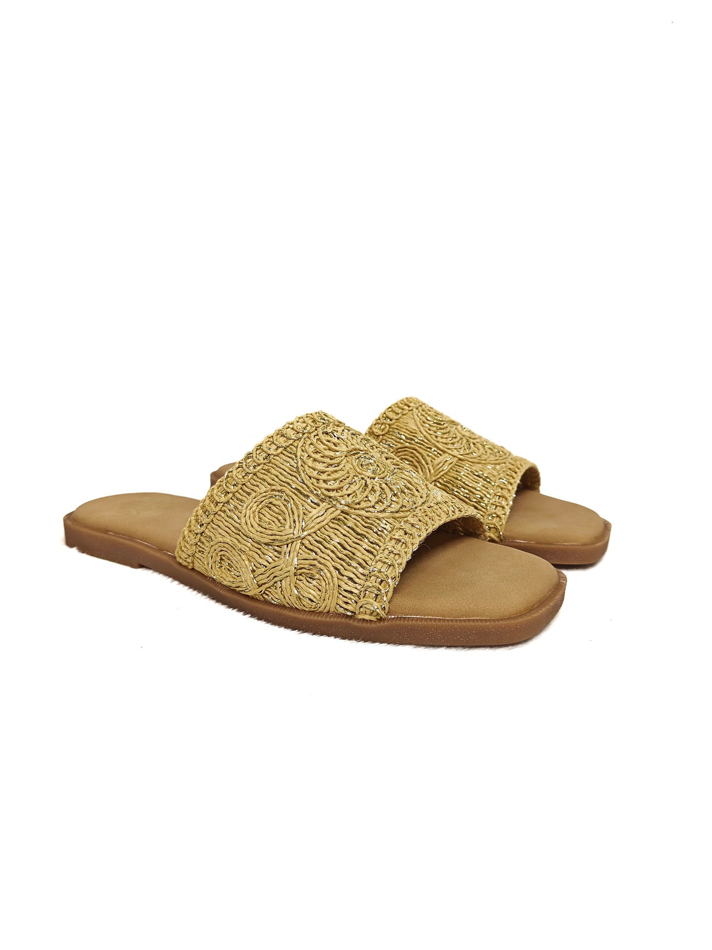 PAGE Soleil Woven Slides Gold (1398-28).