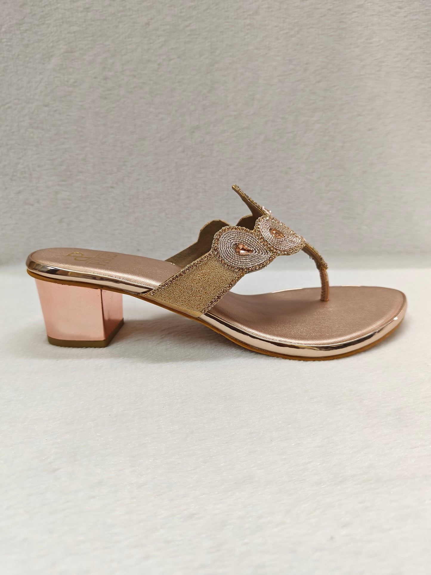 PAGE Glitz Petal Block Heel Rose Gold (1209).
