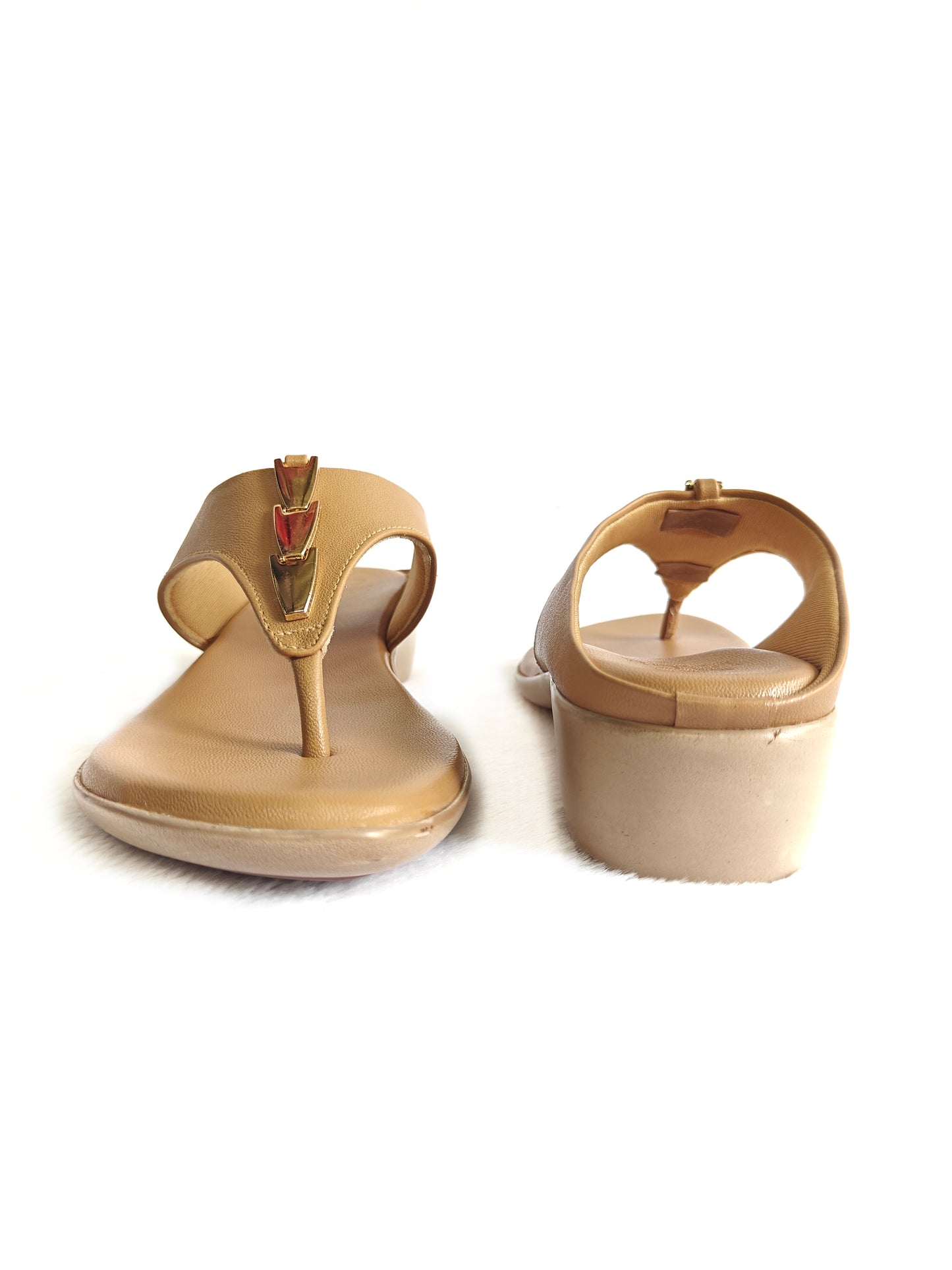 Page Luxe Charm Heeled Flats Chickoo (1380-7).