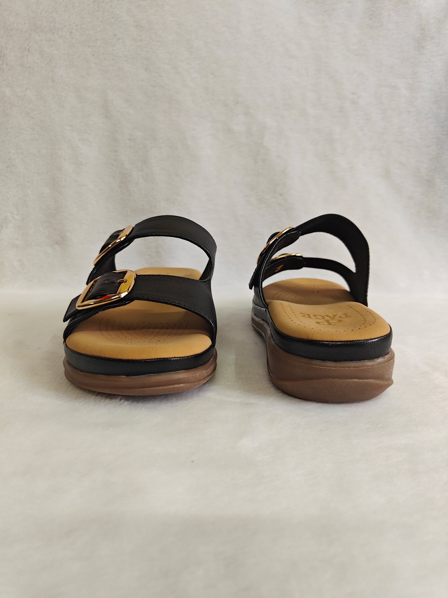Page Duet-Buckle Comfort Slides Black (1416-2).