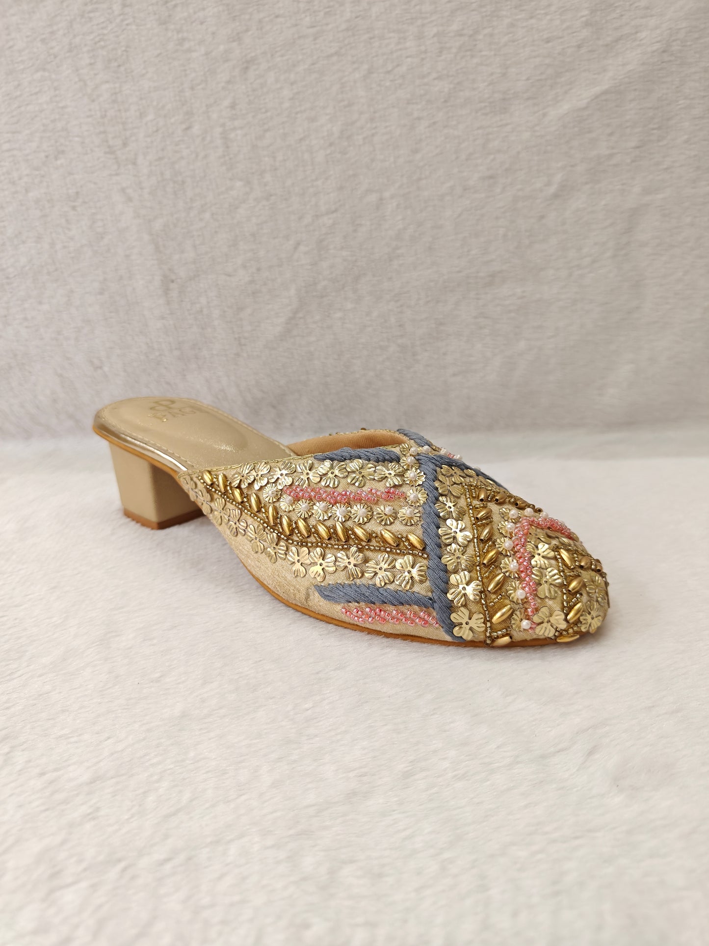 Page Royal Tapestry Block Heels Gold (1242-3).