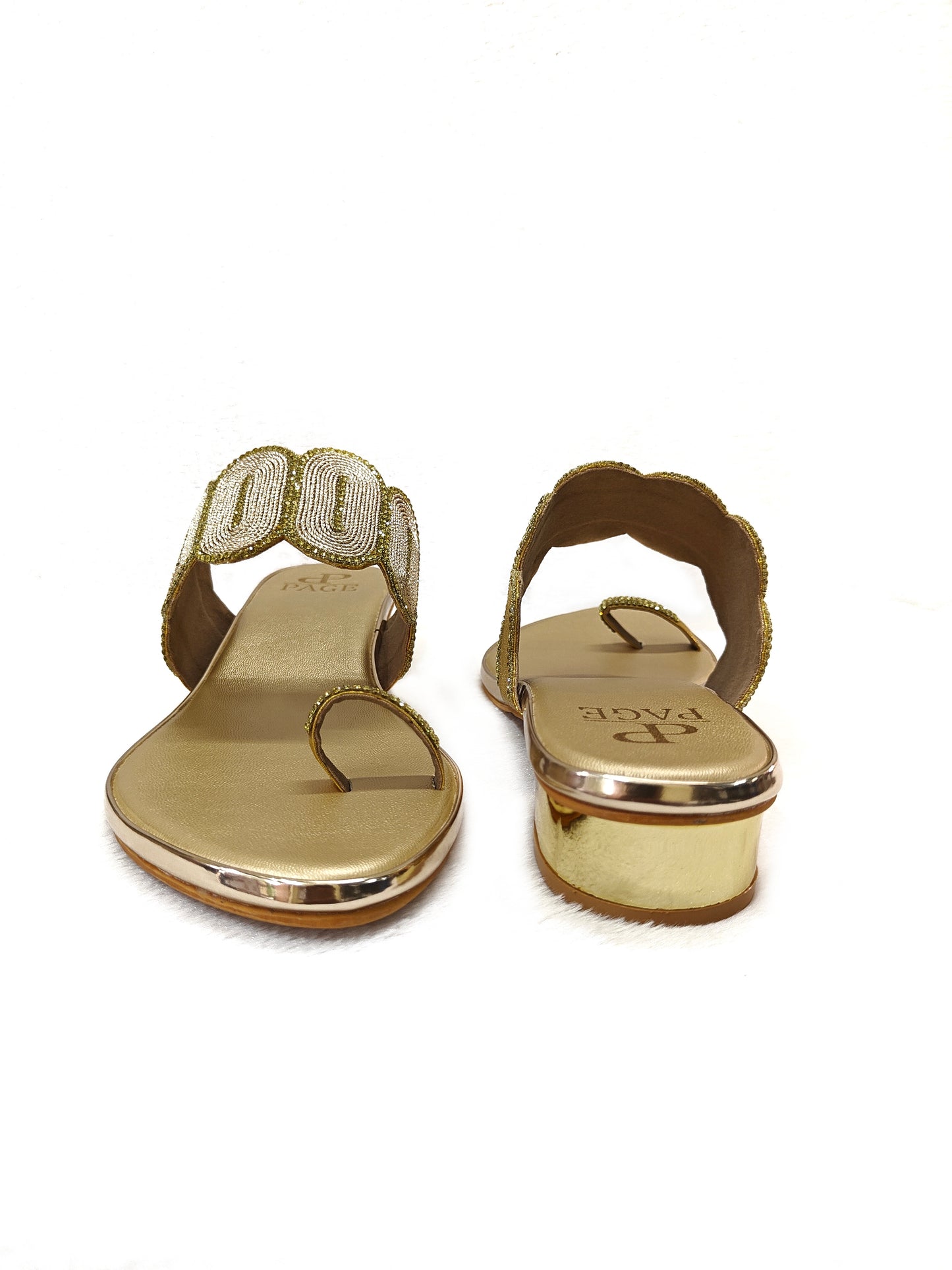 PAGE Royal Swirl Embellished Flats Gold (1207).