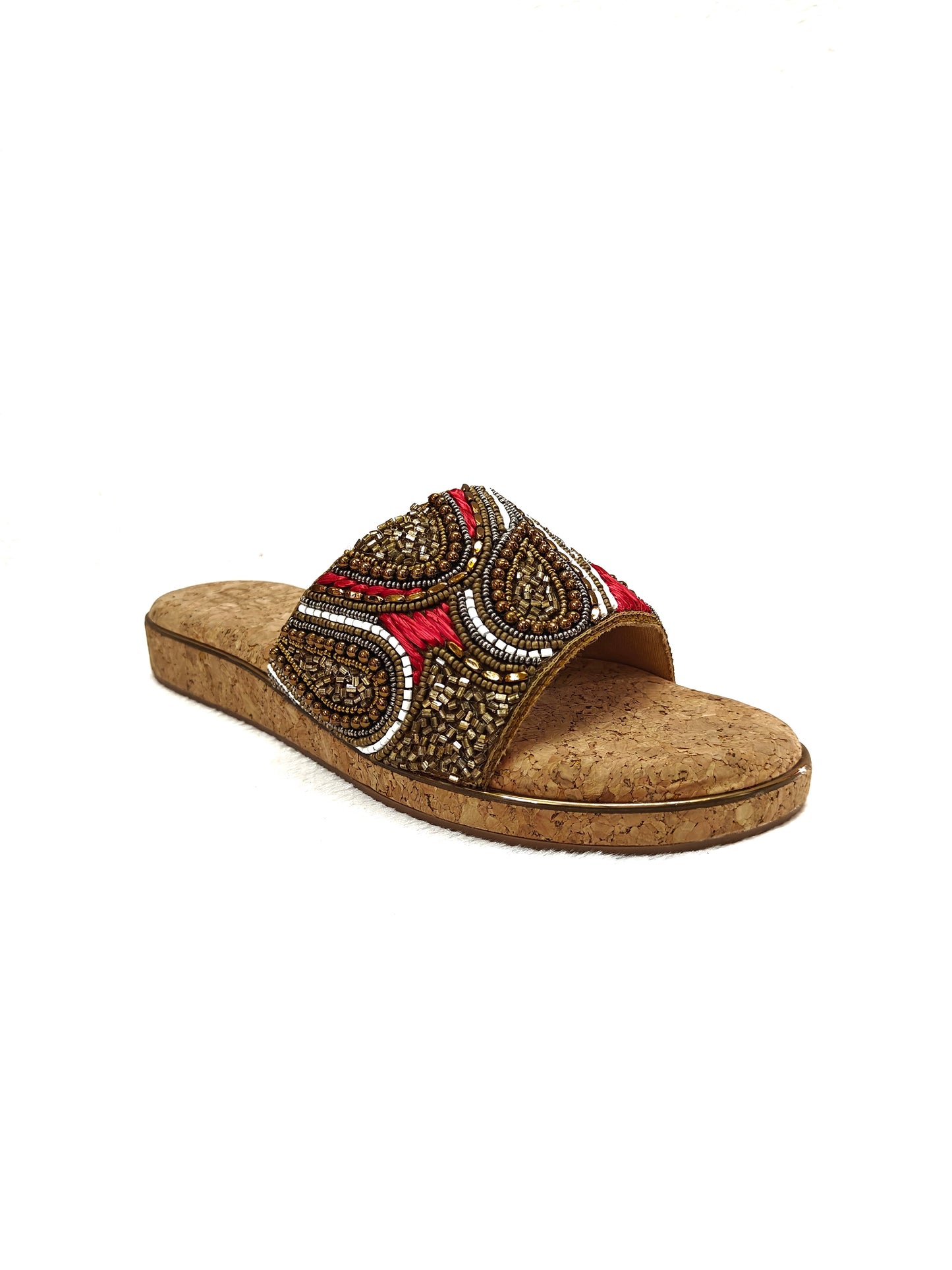 Page Pearl Cork Mosaic Slides Red (1153).