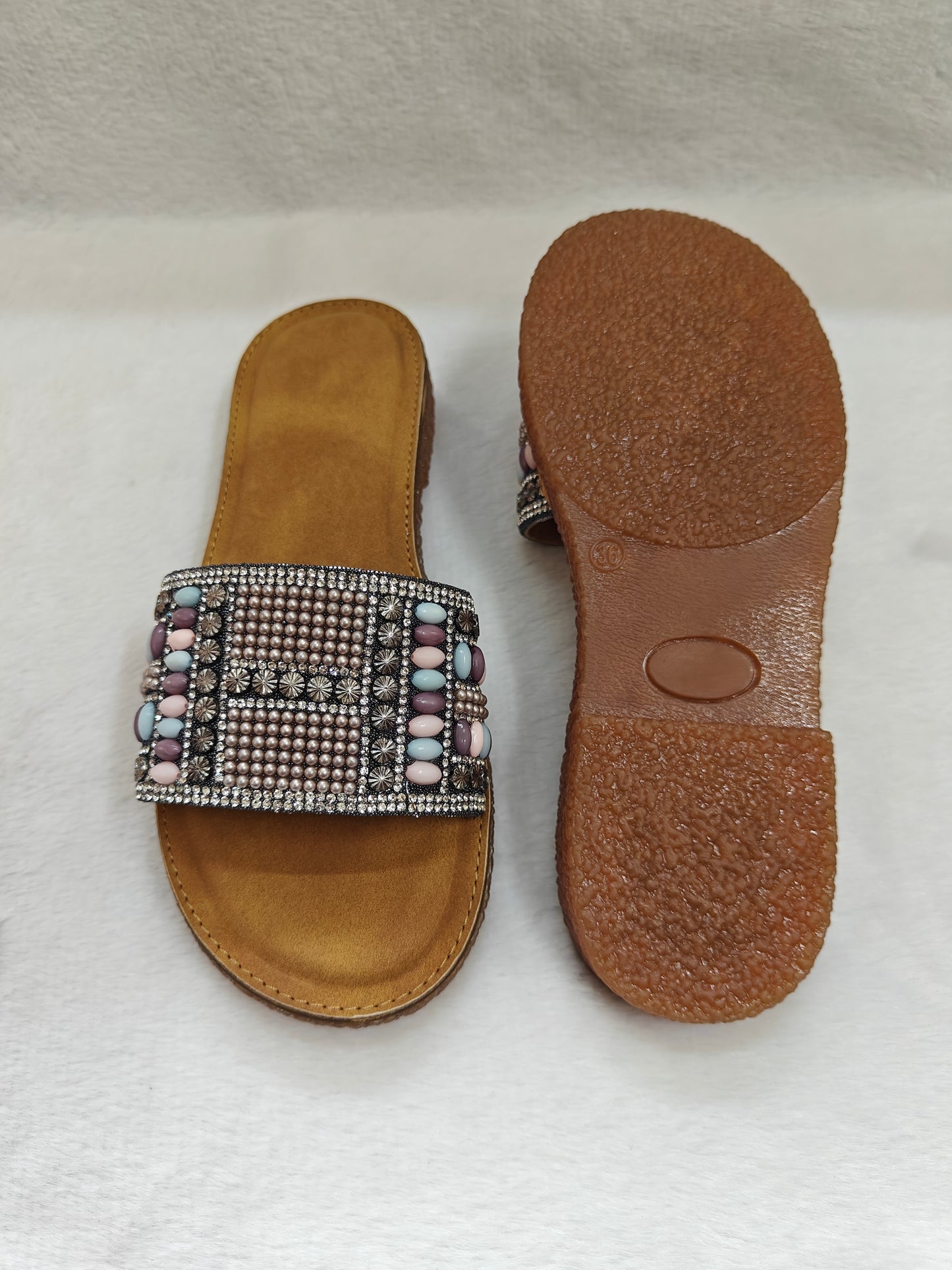PAGE Crystal Bloom Slides Gun Metal (1343-24).