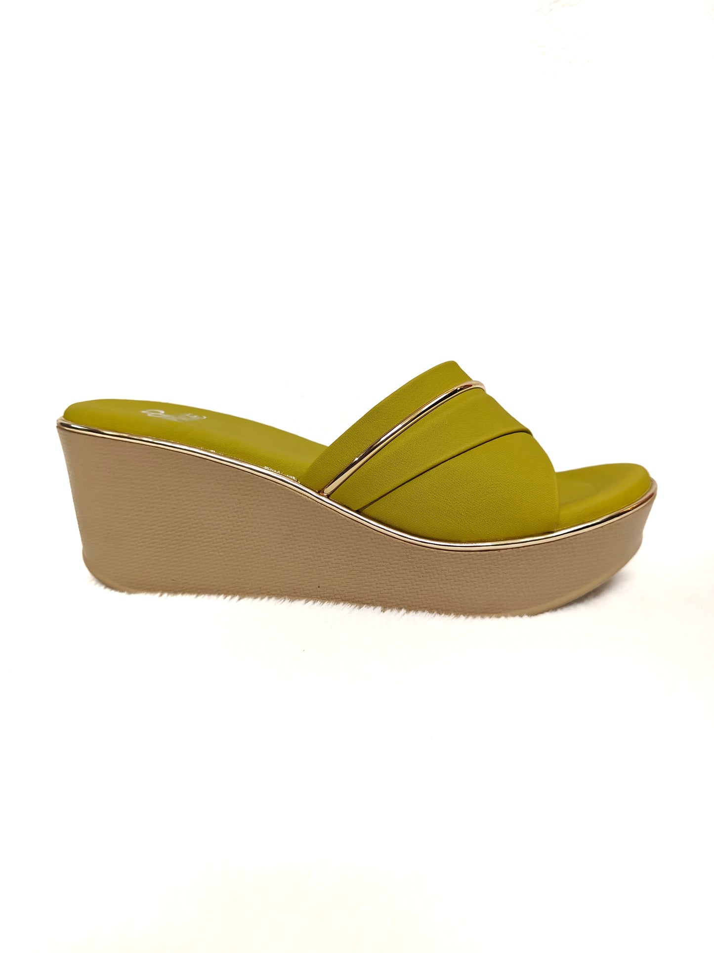 Page Luxe Curve Wedge Slides Yellow (1378-6).