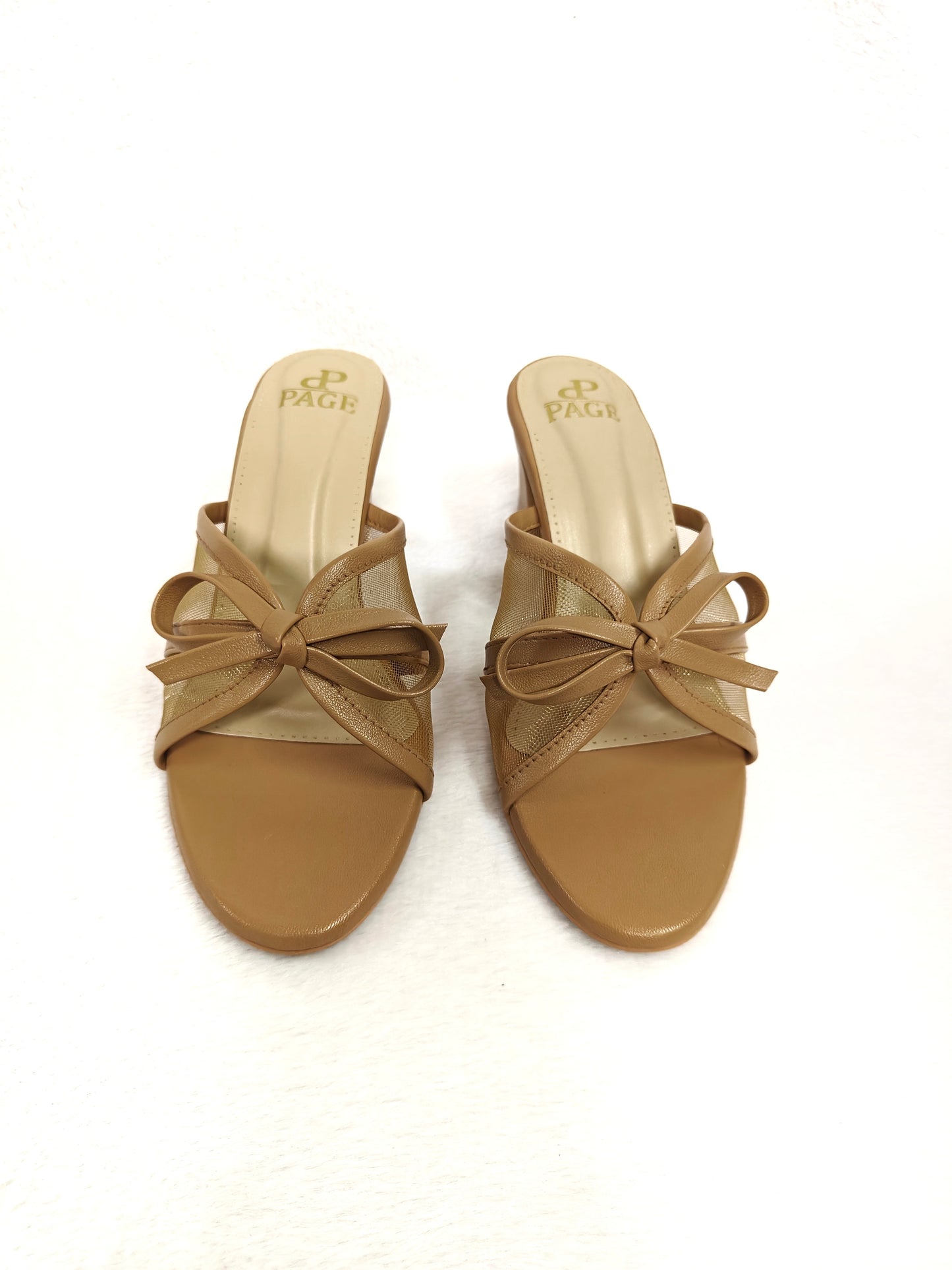 PAGE Noir Bow Mules Chickoo (1382-13).