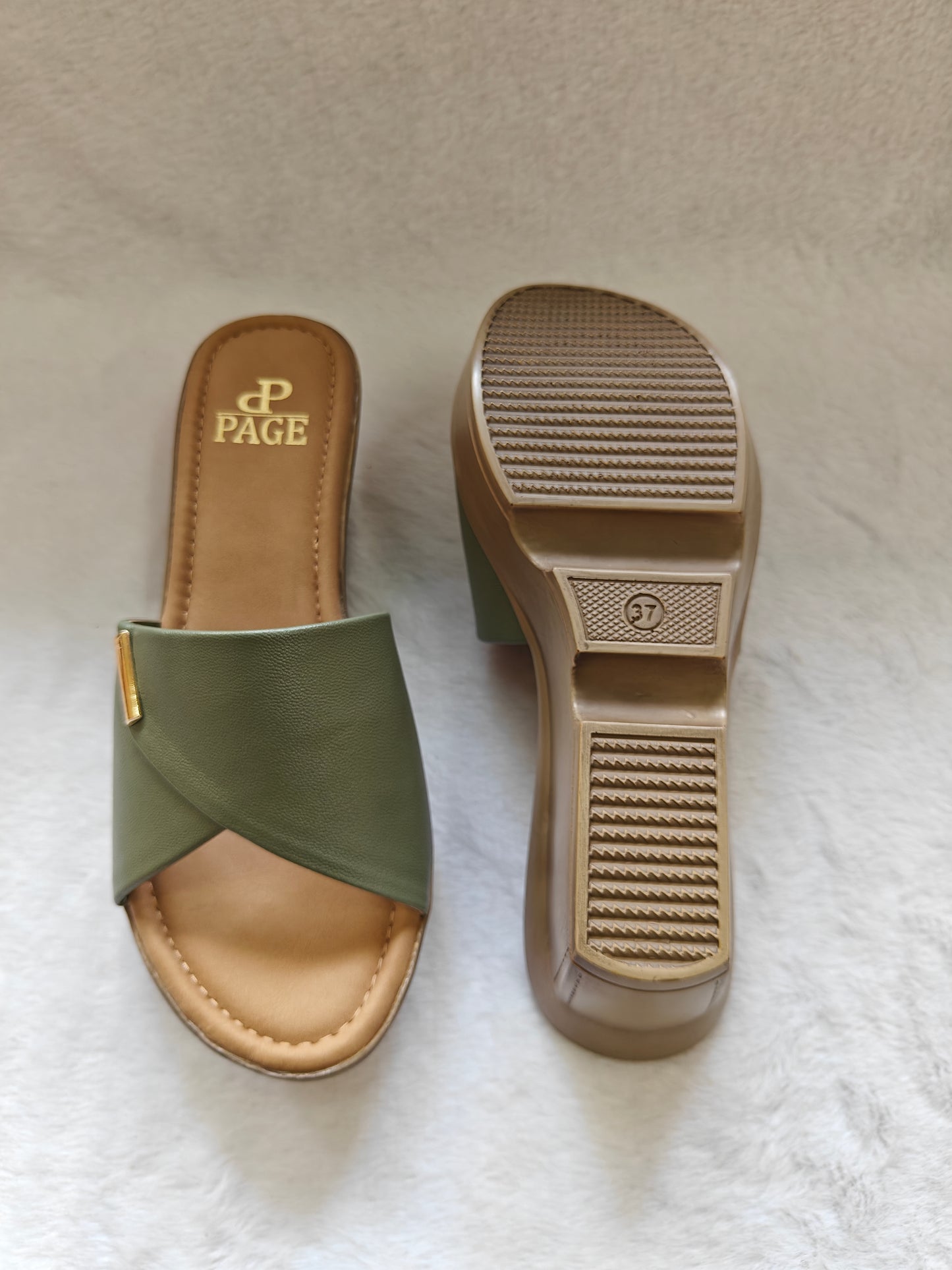 PAGE Bella Comfort Wedge Slides Green (1304-2).