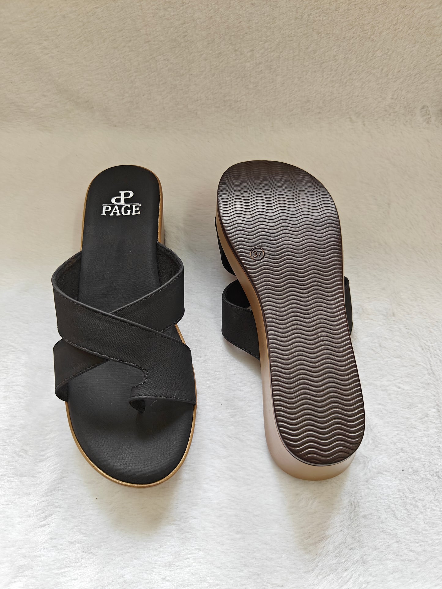 PAGE Elegant Comfort Wedge Sandals Black (1316-2).