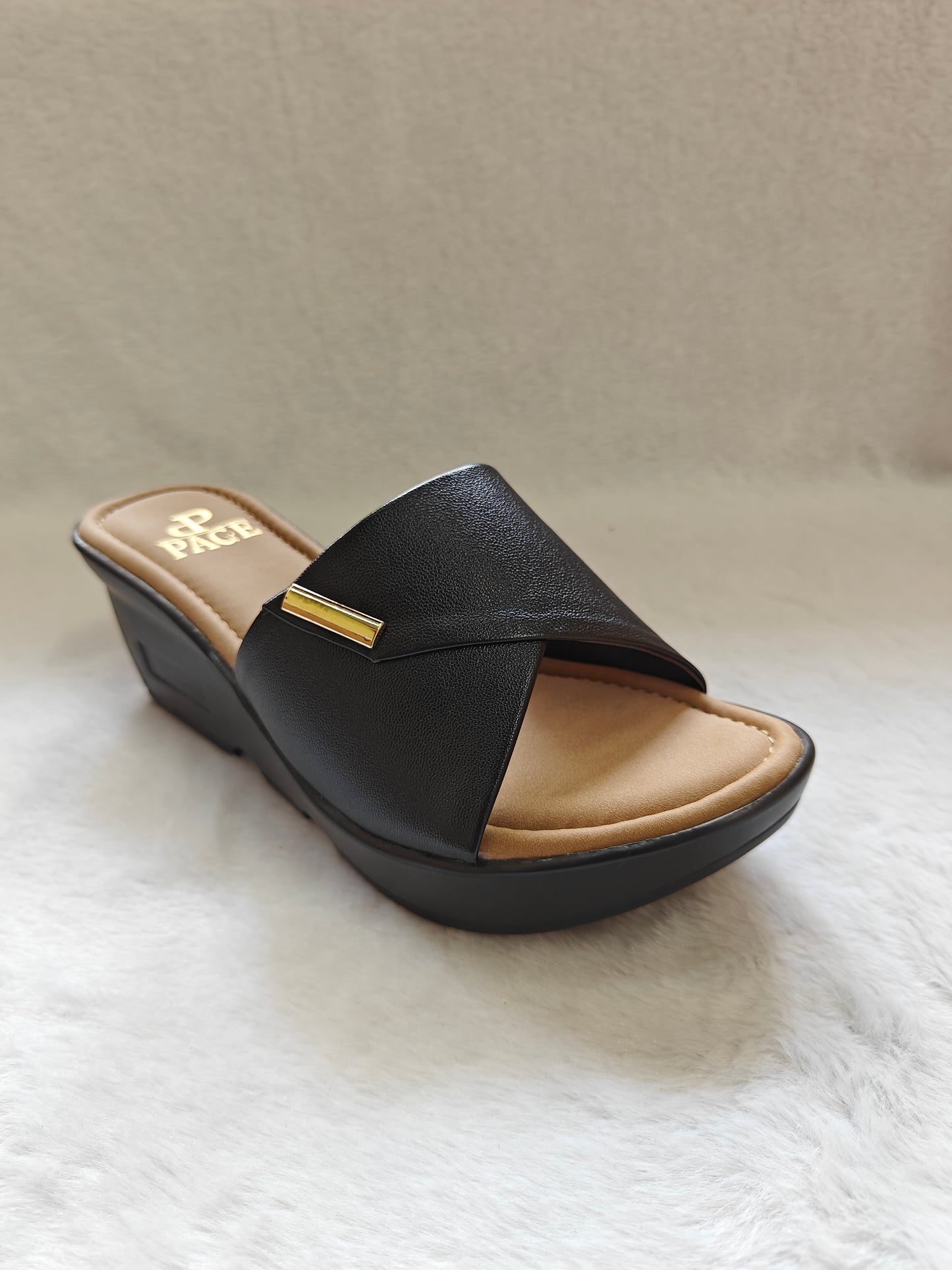 PAGE Bella Comfort Wedge Slides Black (1304-2).