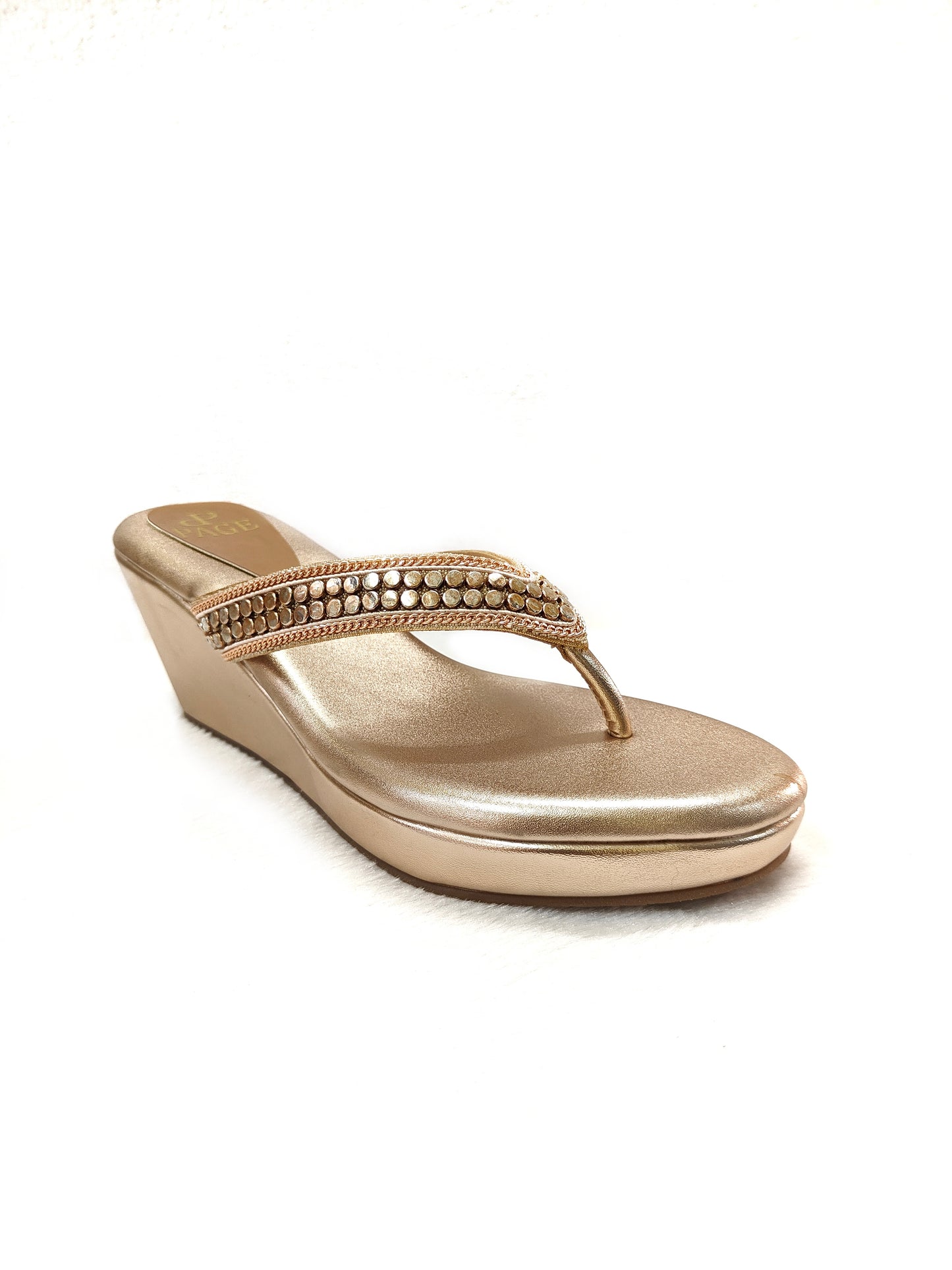 Page Radiant Rose Gold Wedge Sandals (764).