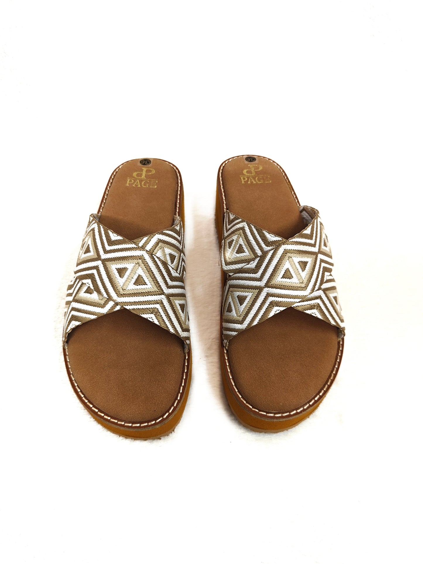 PAGE EthnoCraft Cross Wedge Slides Cream (1383-21).