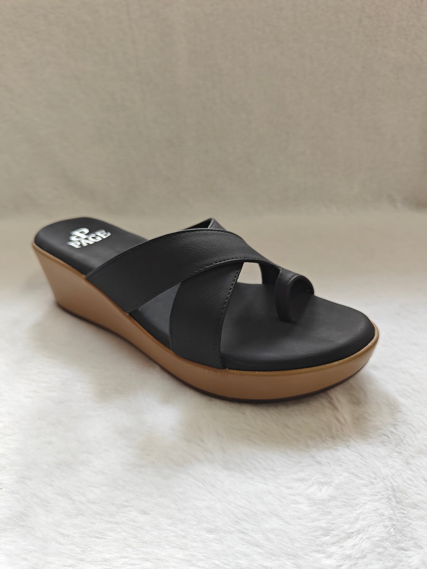 PAGE Elegant Comfort Wedge Sandals Black (1316-2).