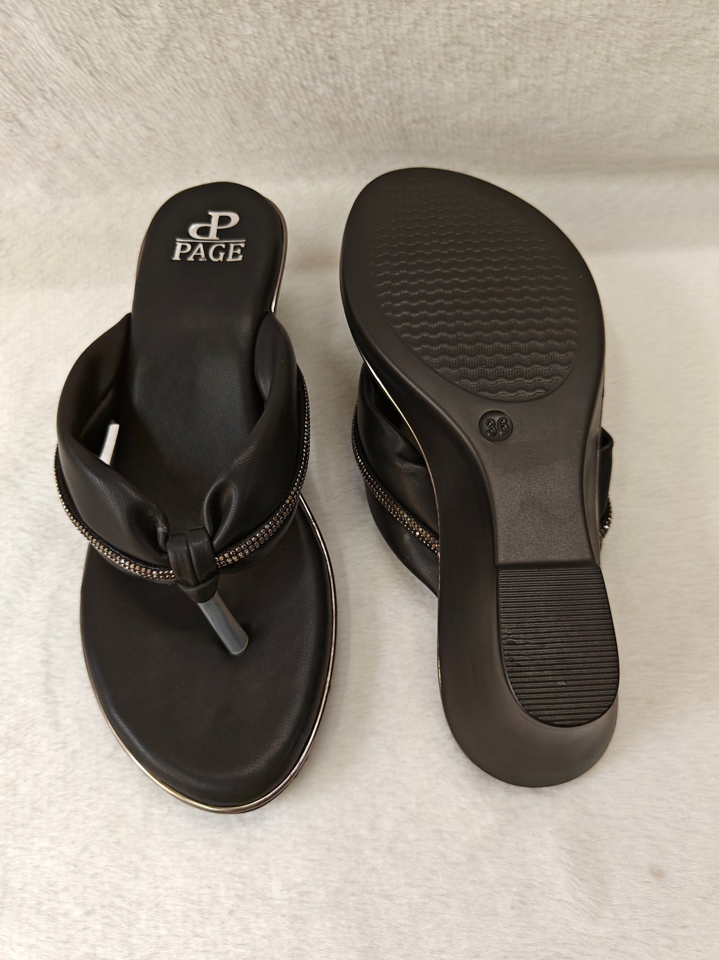 PAGE Elegant Black Women's Comfort Sandals (1152).