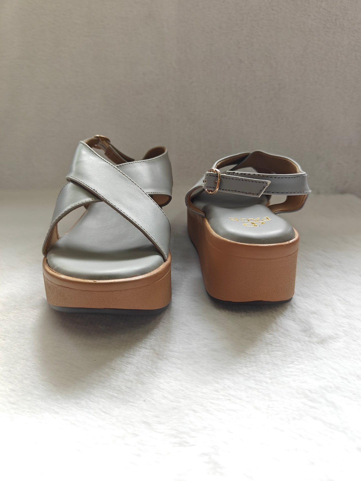 Page Cross-Strap Platform Sandals Grey (4516).