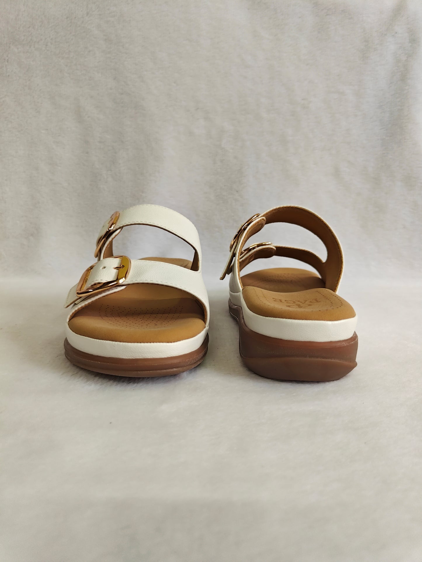 Page Duet-Buckle Comfort Slides White (1416-2).