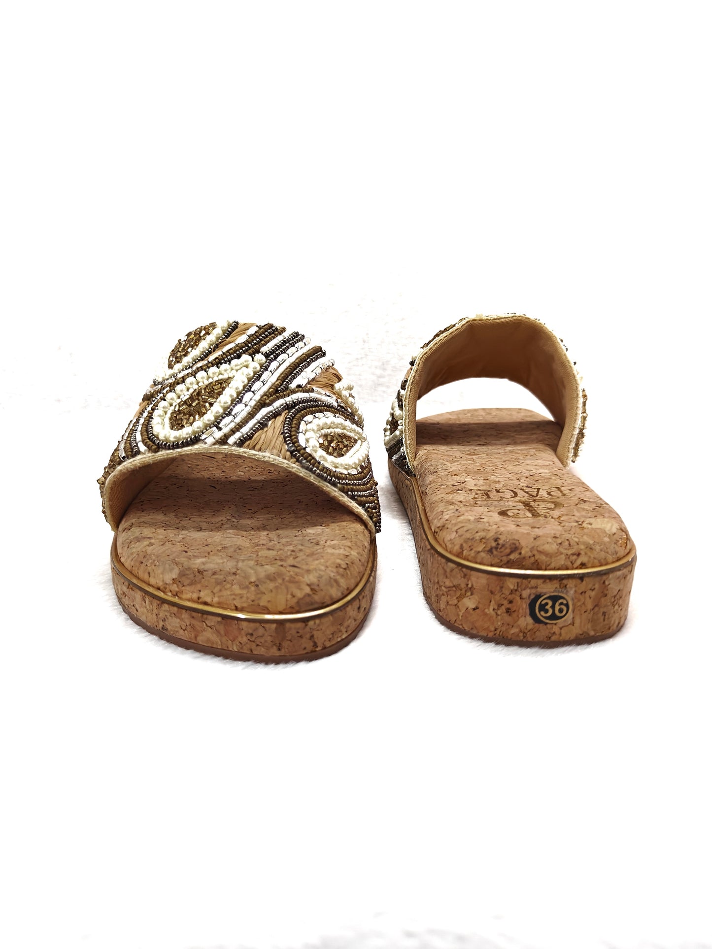 Page Pearl Cork Mosaic Slides Antique (1153).