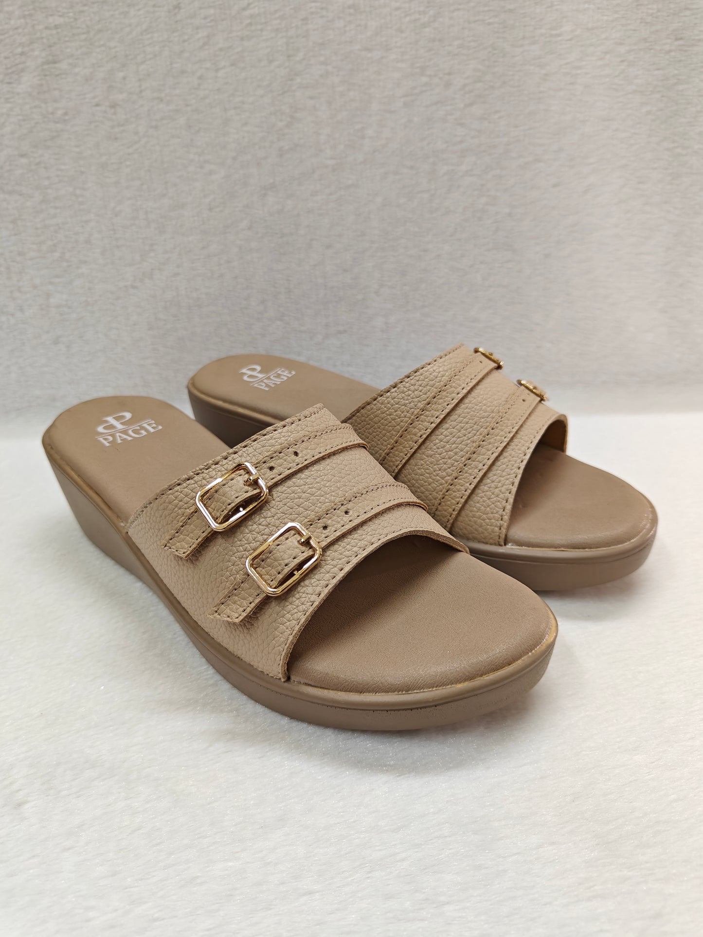PAGE Comfort Sandals with Buckle Straps Chickoo.