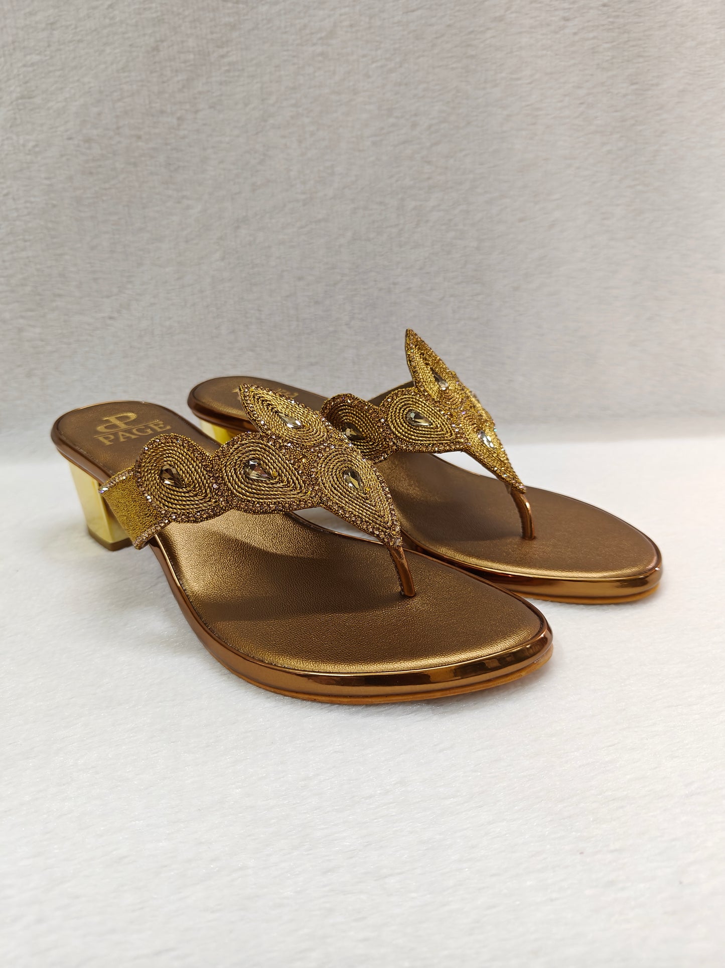 PAGE Glitz Petal Block Heel Antique (1209).
