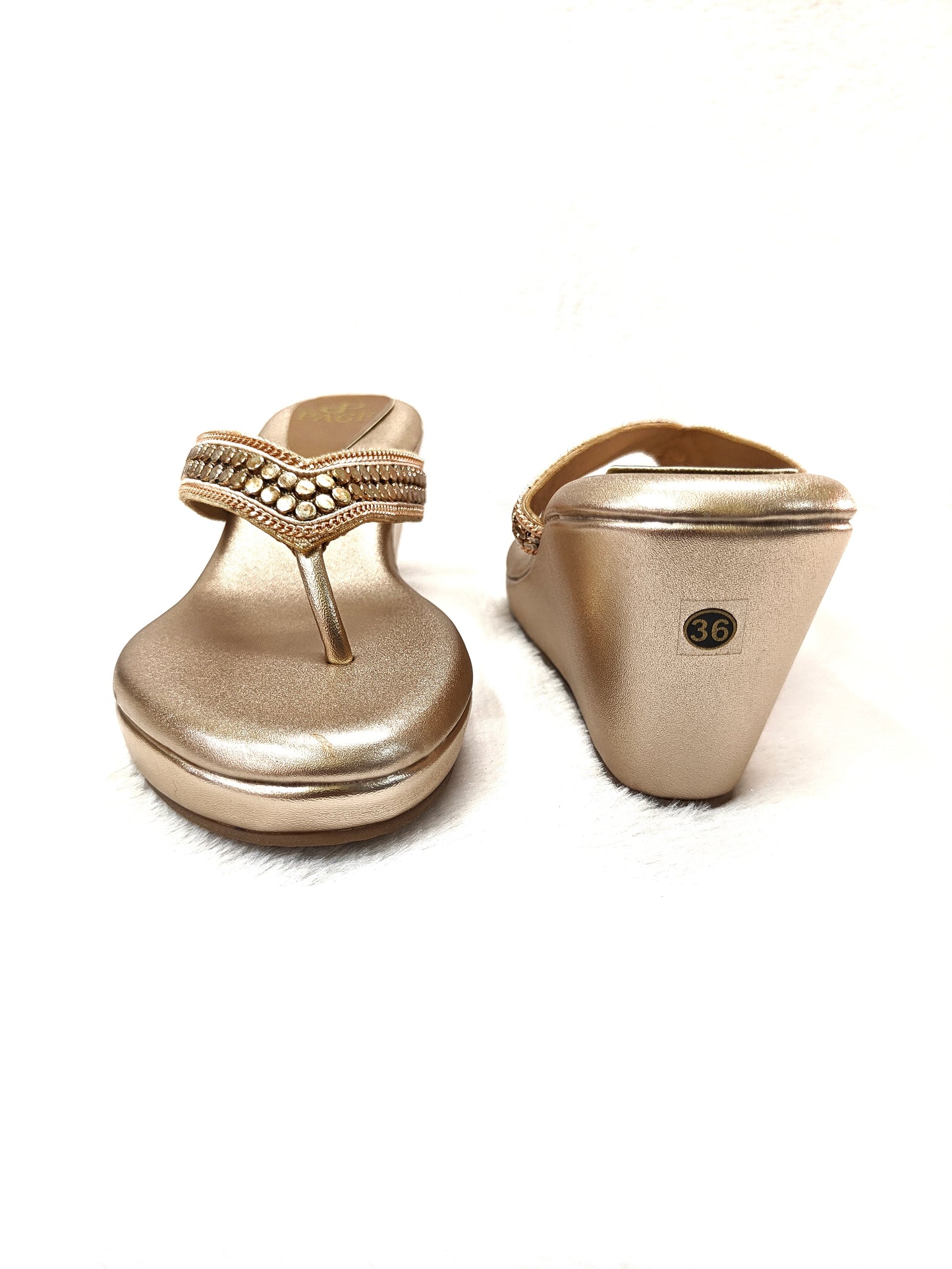 Page Radiant Rose Gold Wedge Sandals (764).