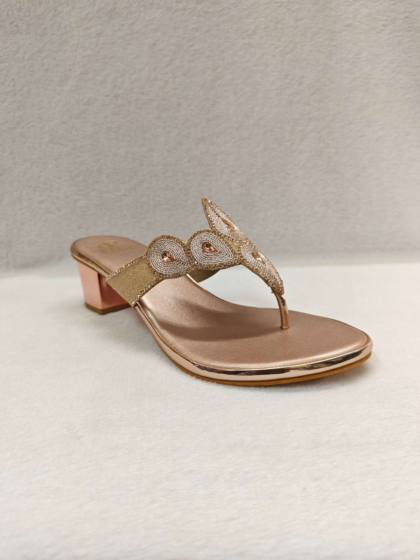 PAGE Glitz Petal Block Heel Rose Gold (1209).