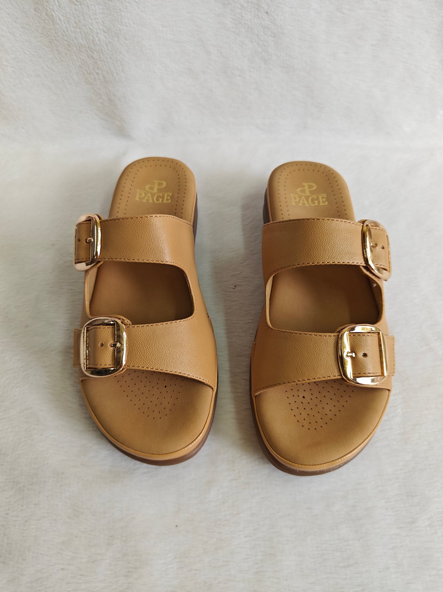 Page Duet-Buckle Comfort Slides Chickoo (1416-2).
