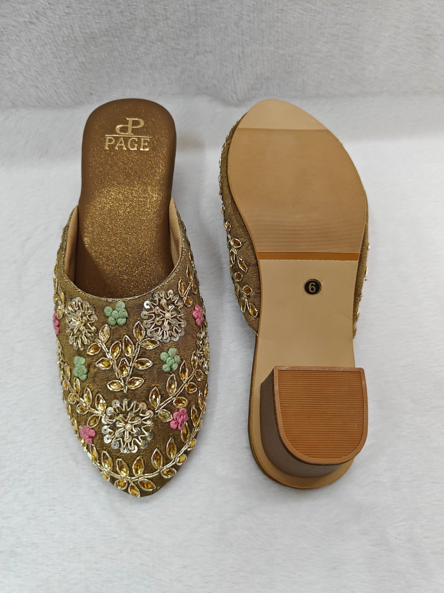 Page Velvet Regal Embroidered Mules Antique (1241-3).