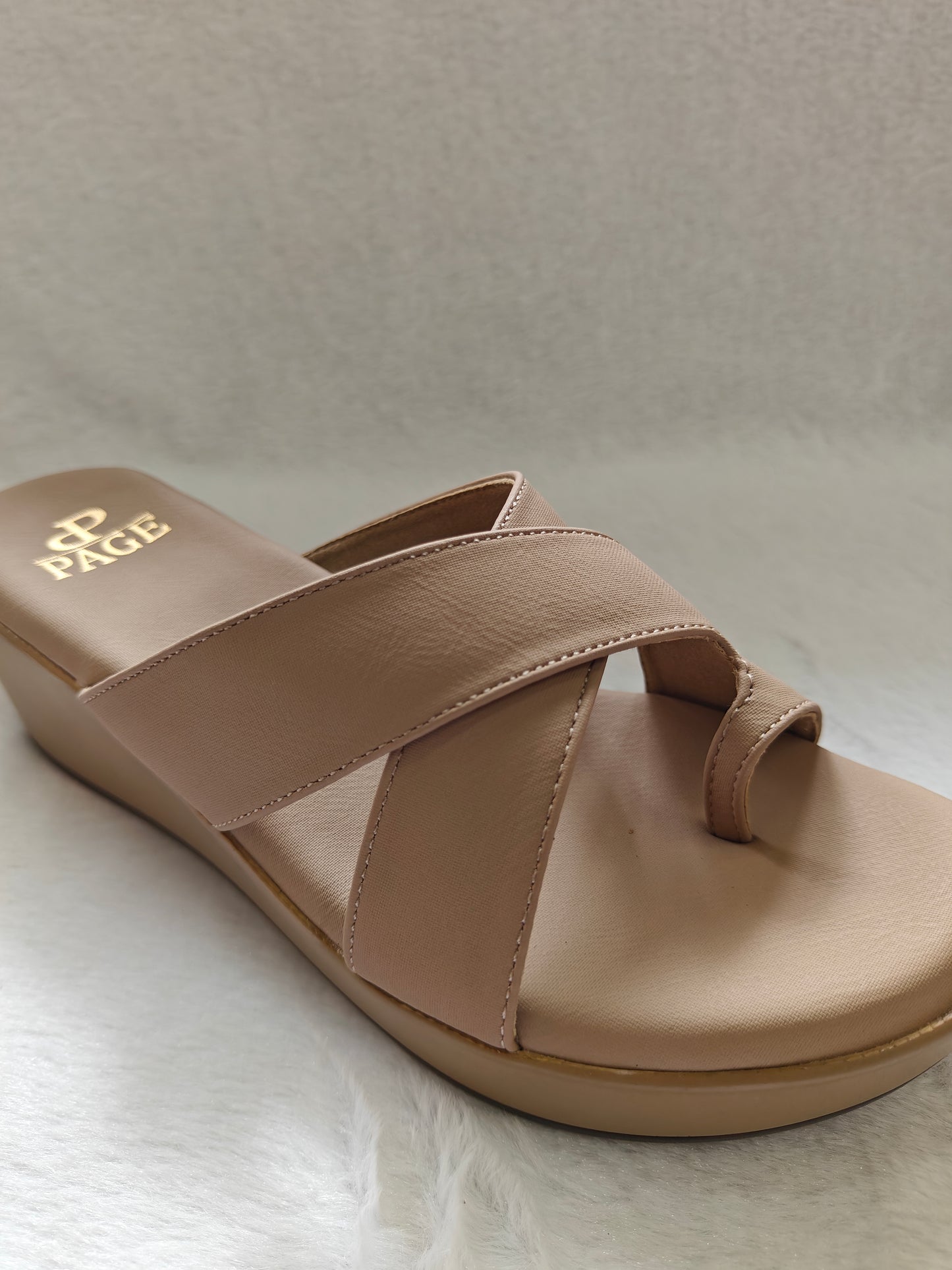 PAGE Elegant Comfort Wedge Sandals Chickoo (1316-2).