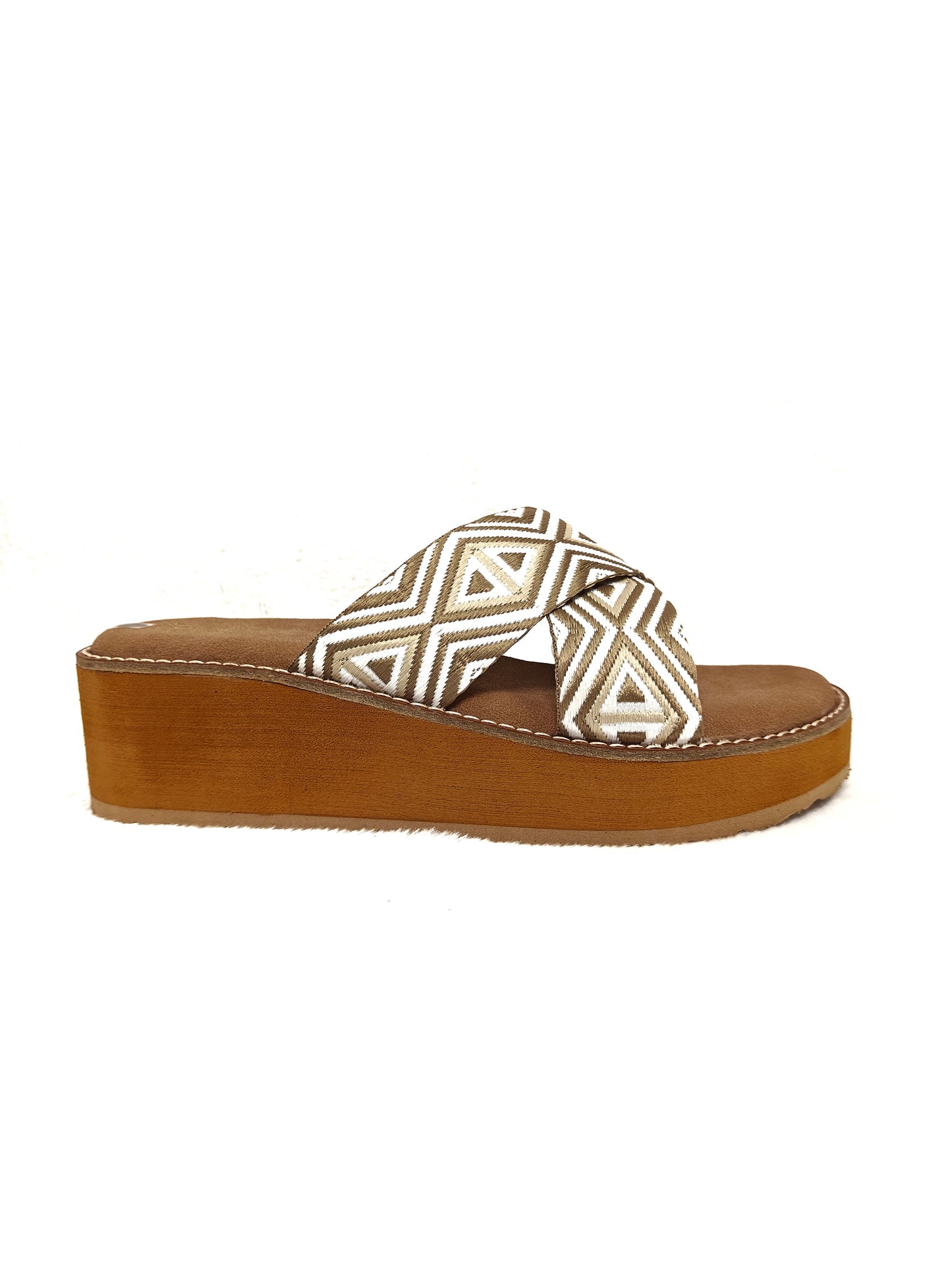 PAGE EthnoCraft Cross Wedge Slides Cream (1383-21).