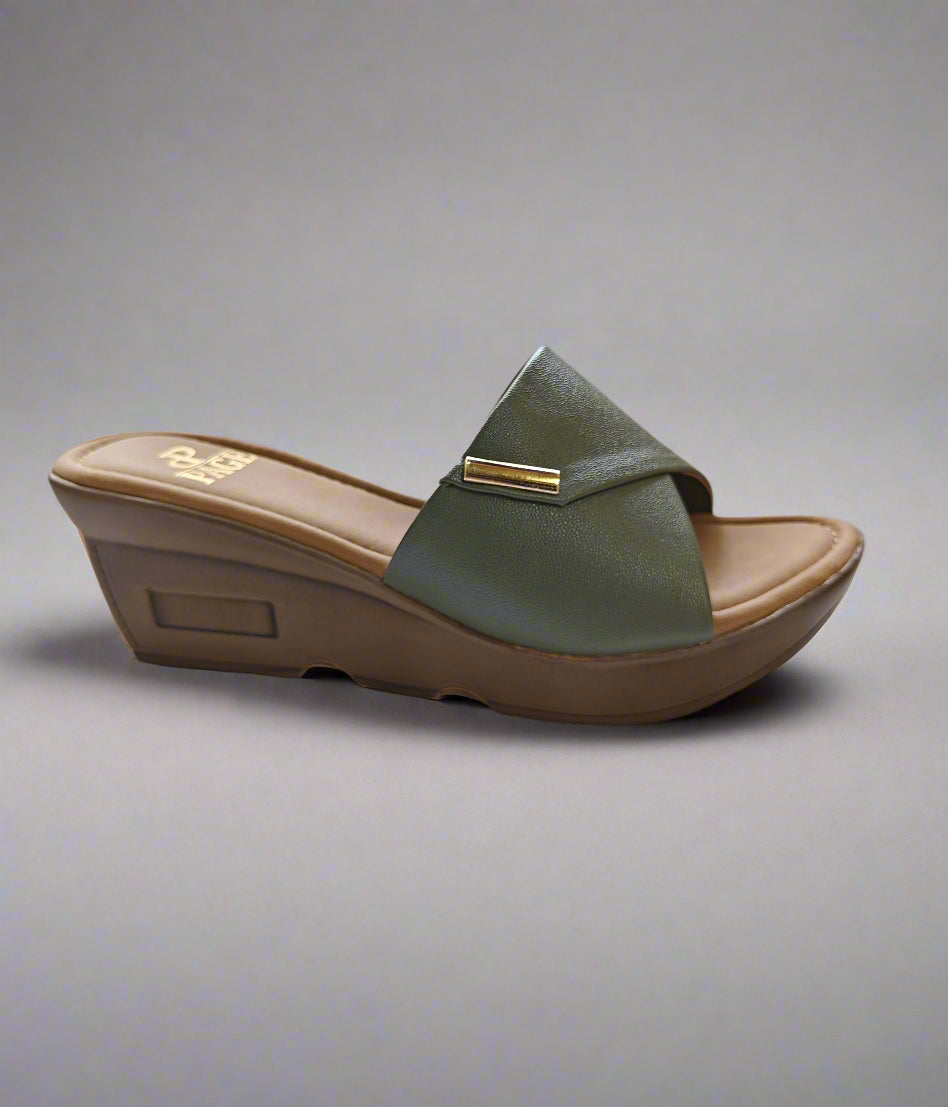 PAGE Bella Comfort Wedge Slides Green (1304-2).