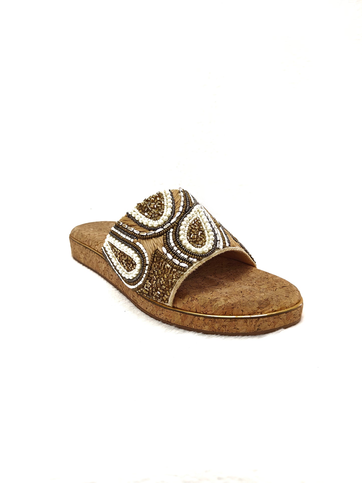 Page Pearl Cork Mosaic Slides Antique (1153).
