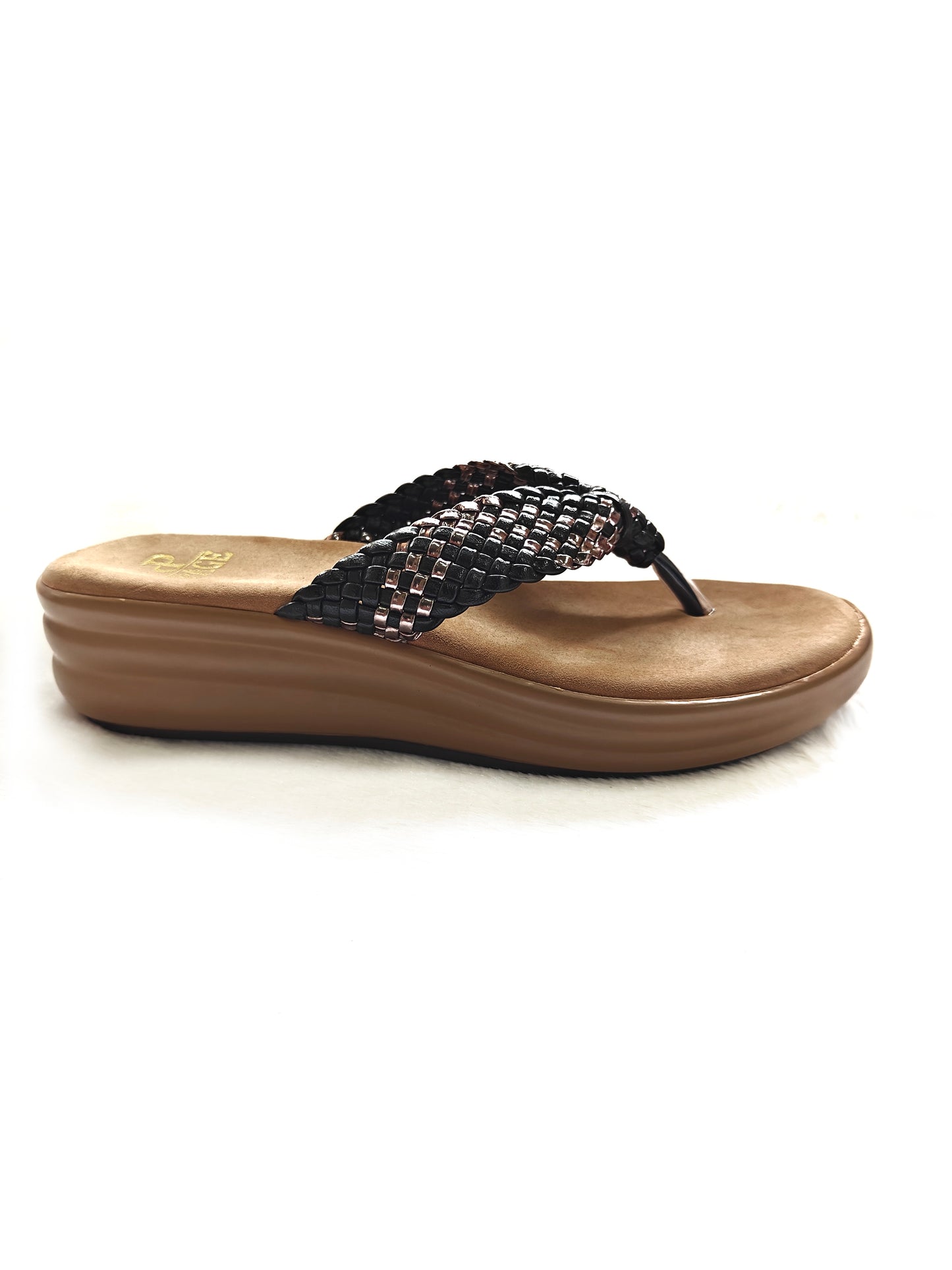 Page Comfort Weave Wedge Sandals Black.