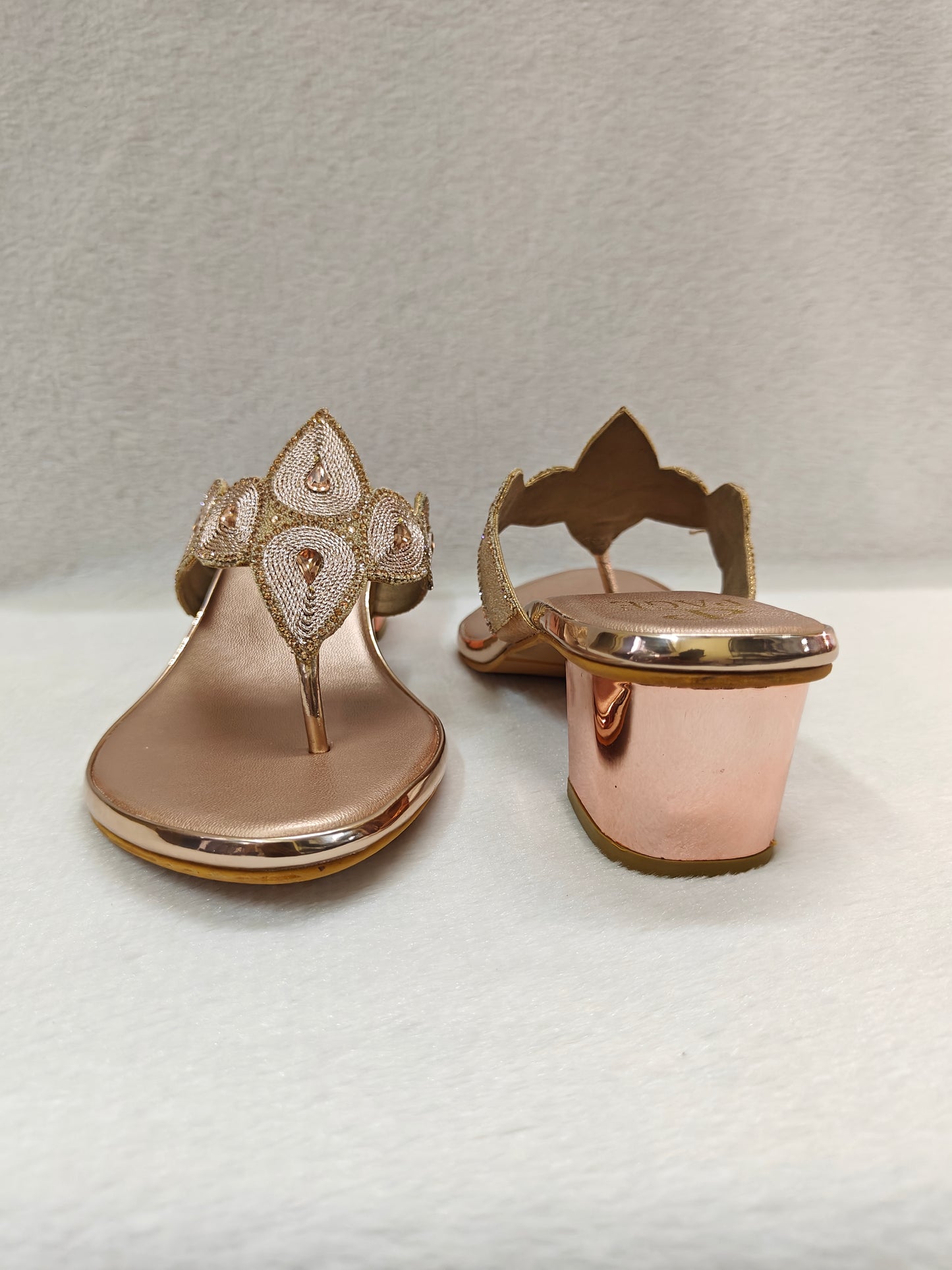 PAGE Glitz Petal Block Heel Rose Gold (1209).