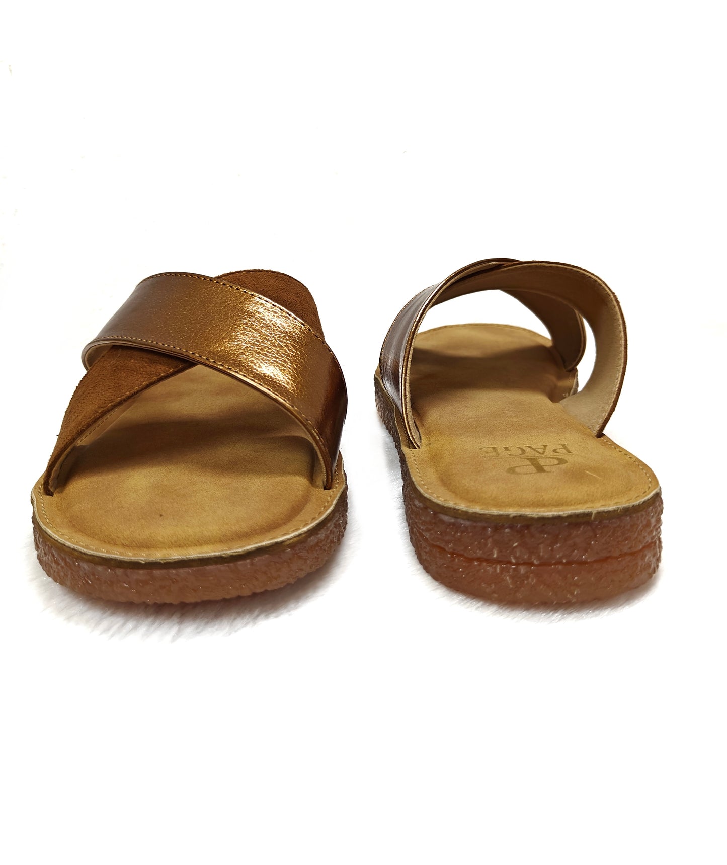 PAGE URBAN CHIC METALLIC CROSS Slides TAN (1273-24).