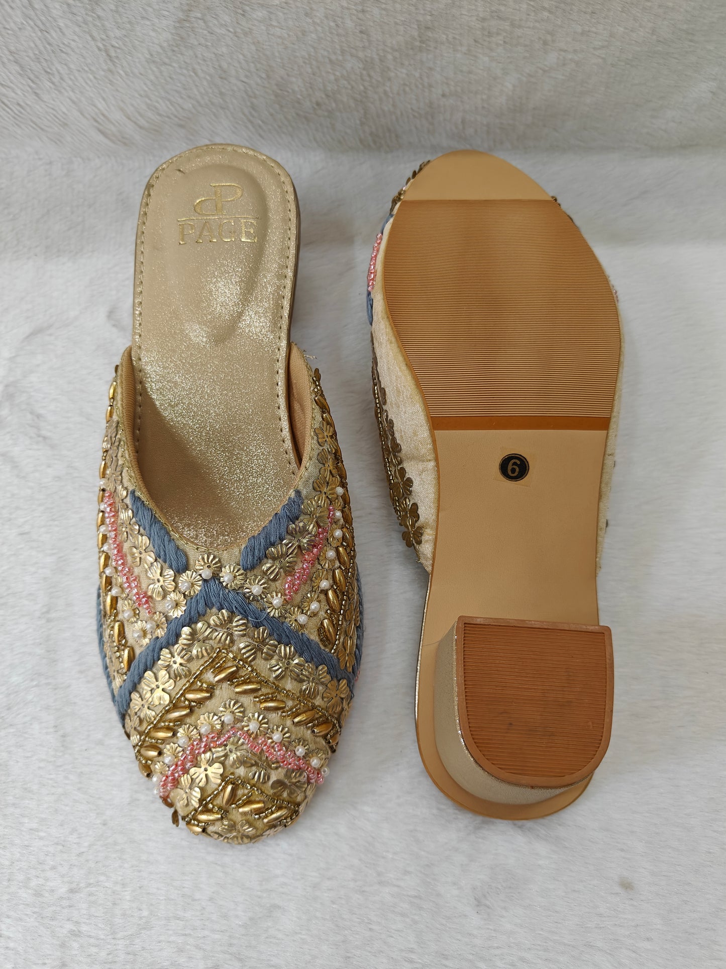 Page Royal Tapestry Block Heels Gold (1242-3).
