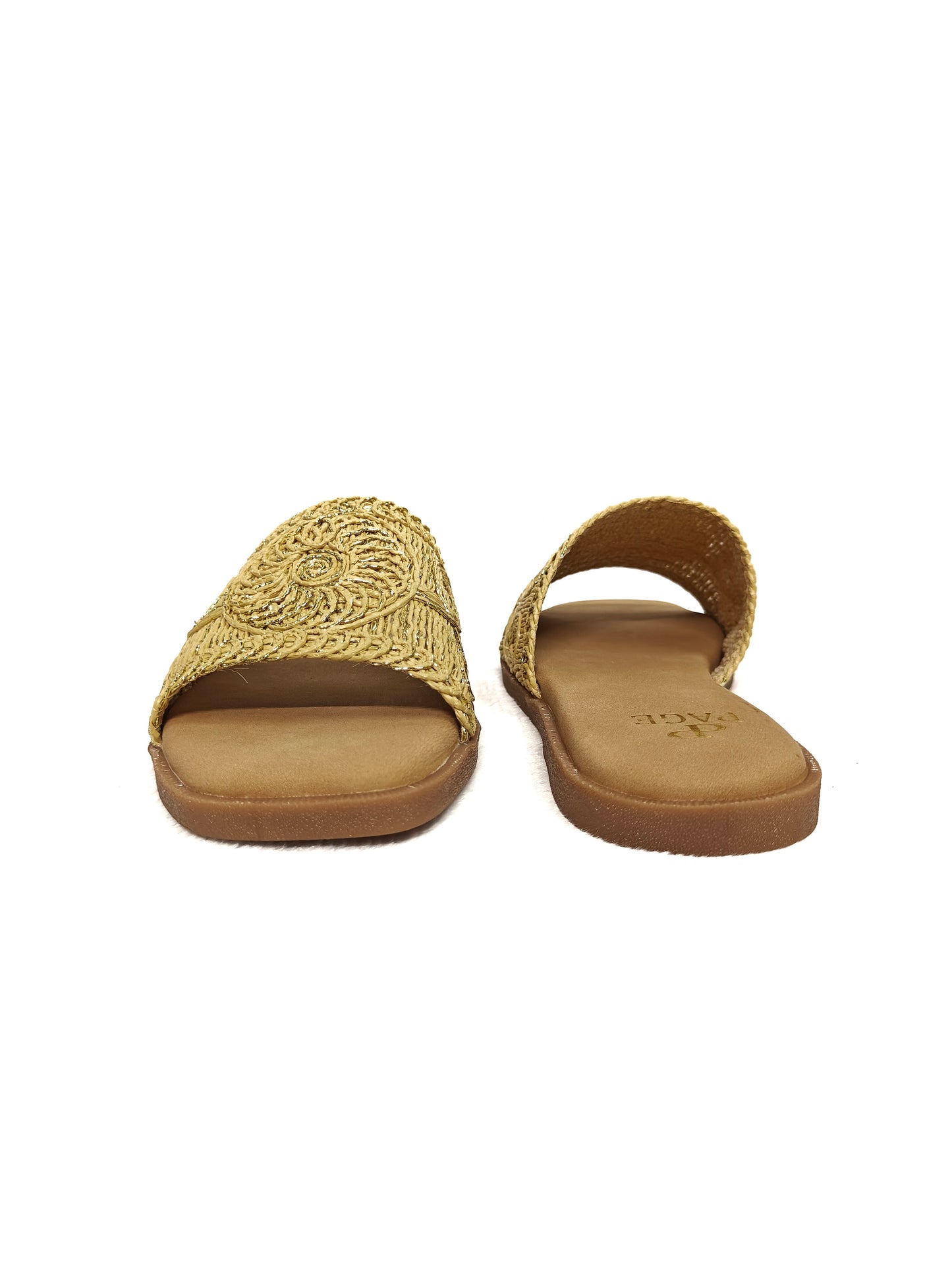 PAGE Soleil Woven Slides Gold (1398-28).
