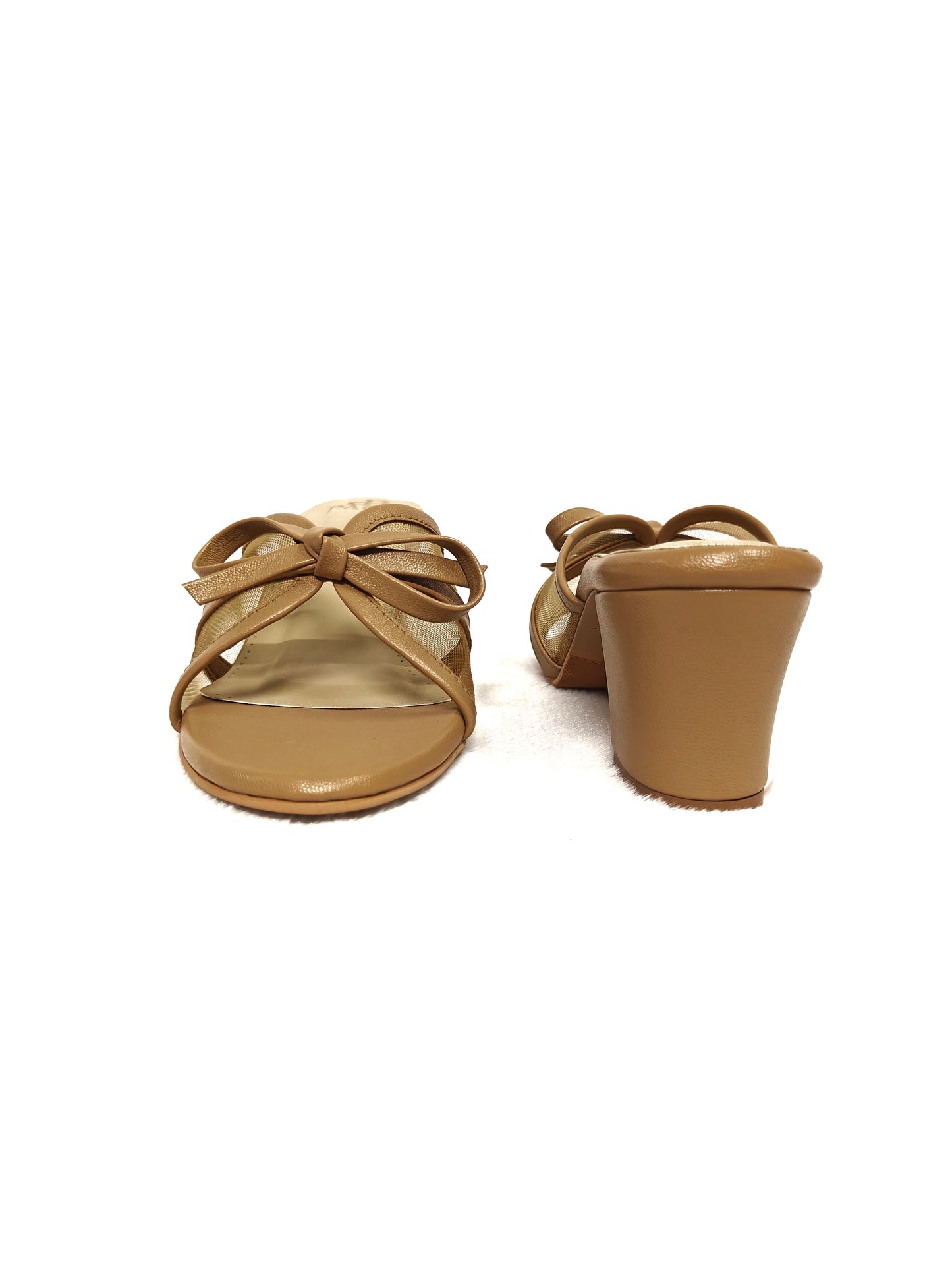 PAGE Noir Bow Mules Chickoo (1382-13).