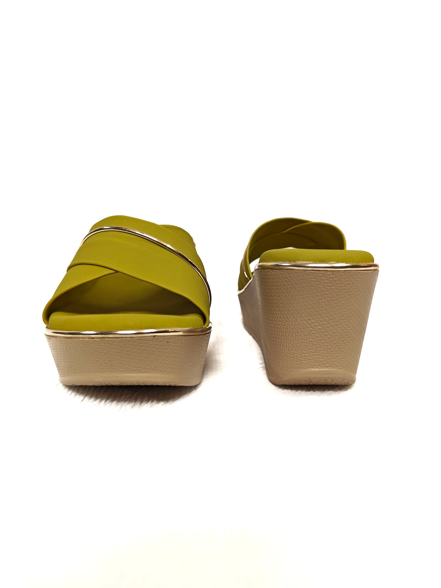 Page Luxe Curve Wedge Slides Yellow (1378-6).