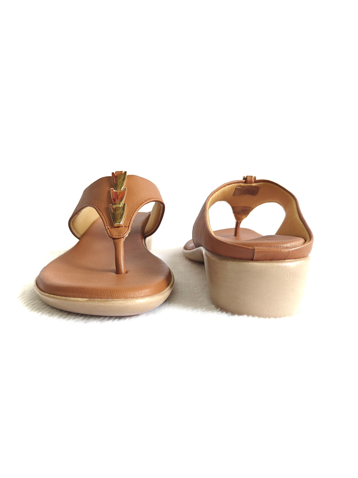 Page Luxe Charm Heeled Flats Tan (1380-7).